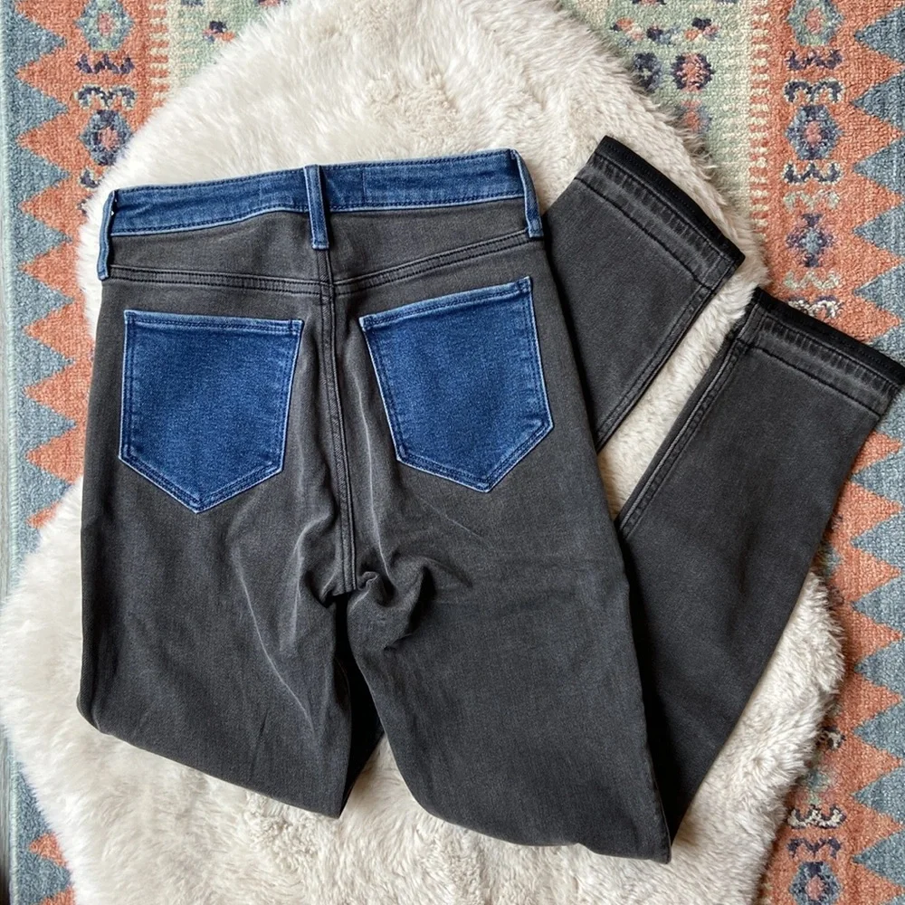 Hollister patchwork skinny jean grey black blue denim ultra high rise 25 x 29 - Picture 10 of 13